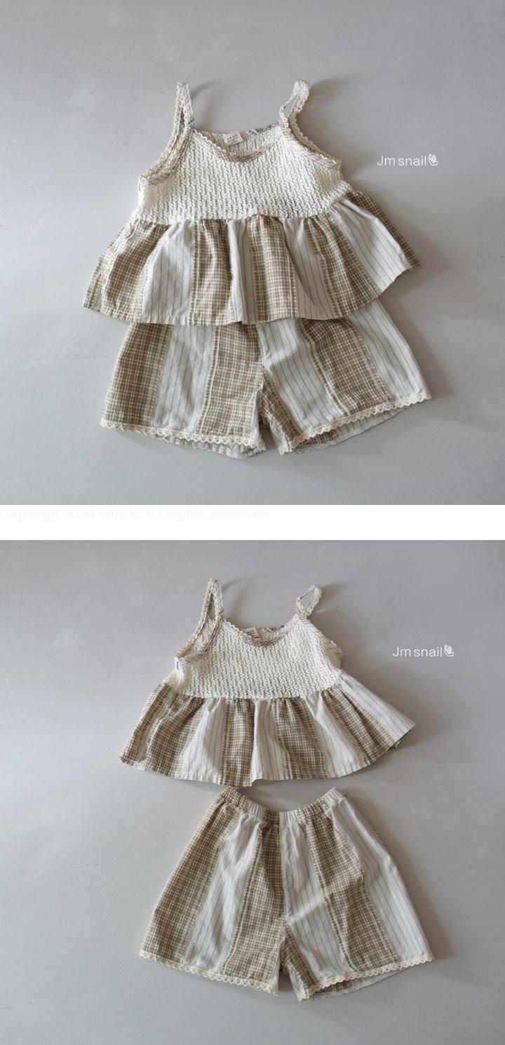 Jm Snail - Korean Children Fashion - #littlefashionista - Polari Check Frill Sleeveless Set