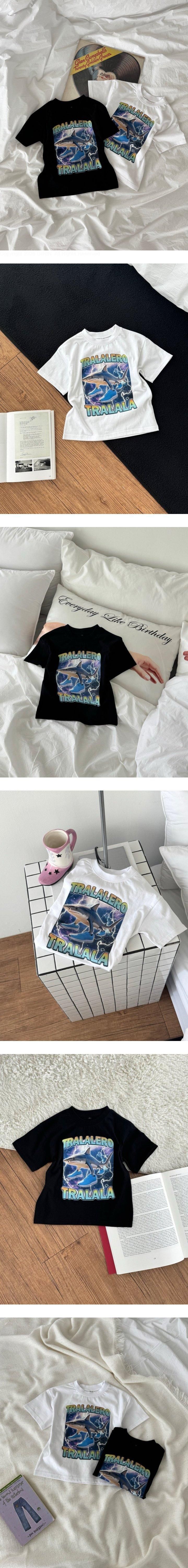 Matilda & Lee - Korean Children Fashion - #designkidswear - Tralalero Short Sleeve Tee (Shark)