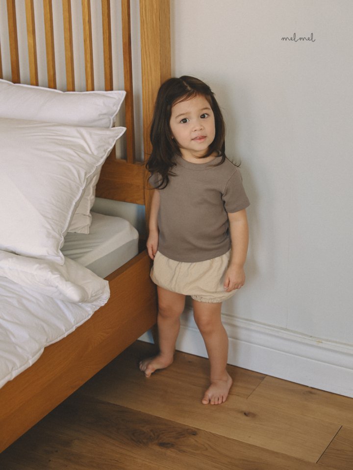 Melmel - Korean Children Fashion - #kidsshorts - Ribbed Short Sleeve Tee - 8