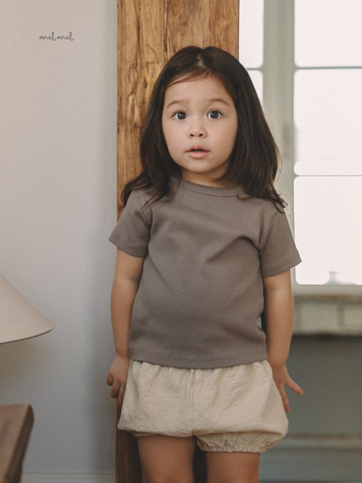 Melmel - Korean Children Fashion - #kidsstore - Ribbed Short Sleeve Tee - 9
