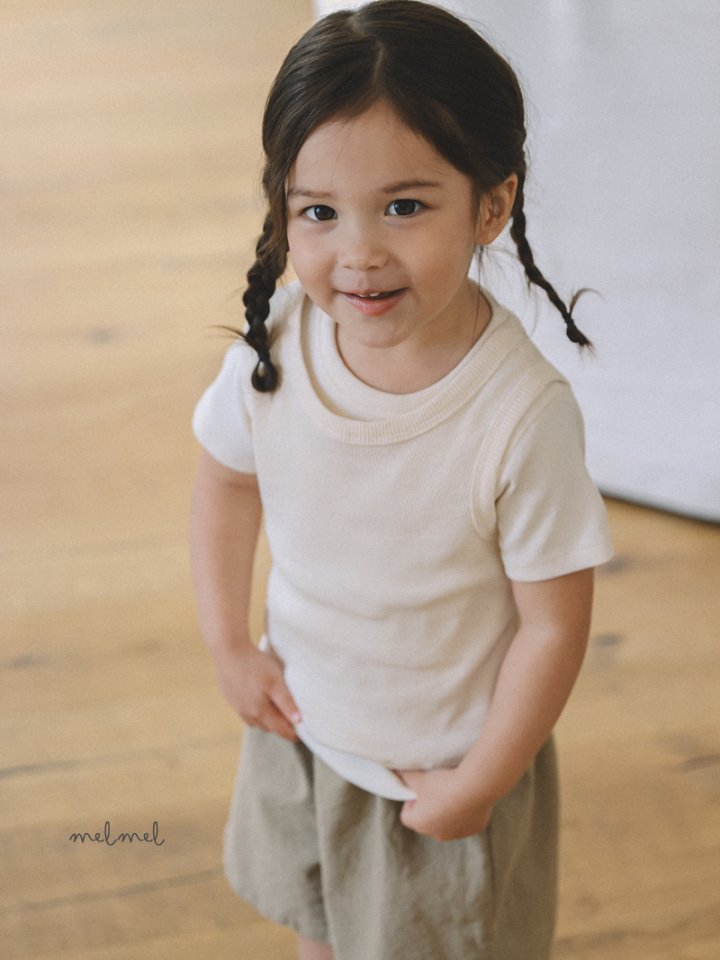 Melmel - Korean Children Fashion - #kidzfashiontrend - Ribbed Short Sleeve Tee - 10