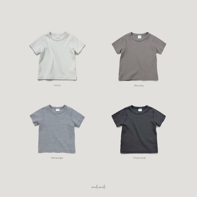 Melmel - Korean Children Fashion - #littlefashionista - Ribbed Short Sleeve Tee - 12