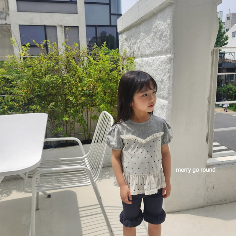 Merry Go Round - Korean Children Fashion - #kidsshorts - Dot Mesh Blouse - 6