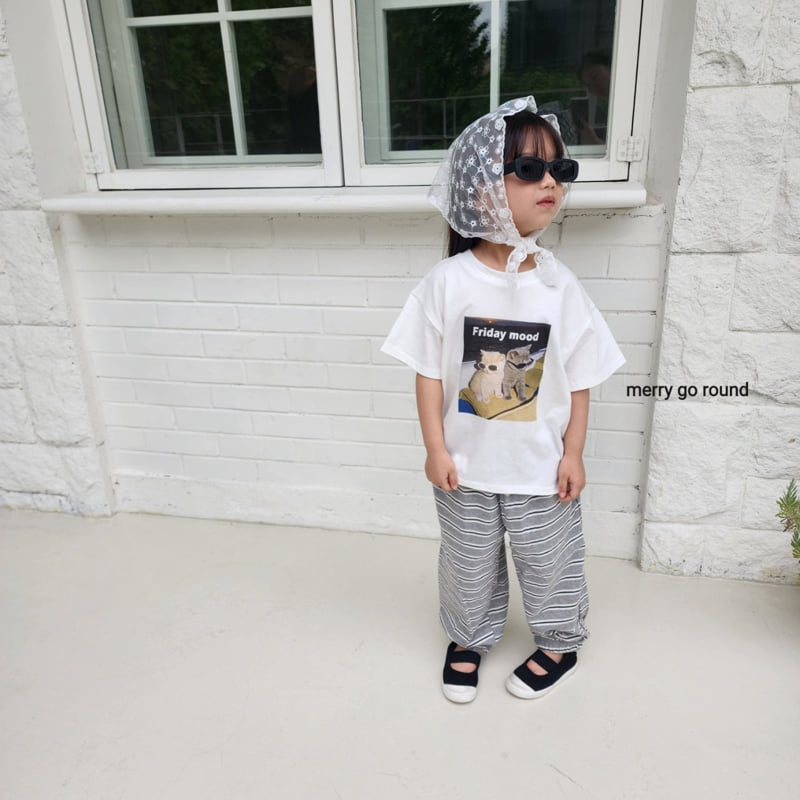 Merry Go Round - Korean Children Fashion - #kidsshorts - Cat Mood Tee - 5