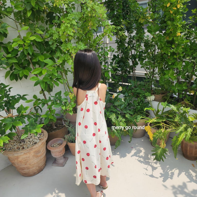 Merry Go Round - Korean Children Fashion - #littlefashionista - Cherry Long One-piece - 5