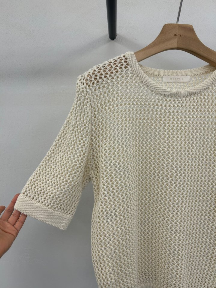 Merry J - Korean Women Fashion - #momslook - Mesh Short Sleeve Knit - 11