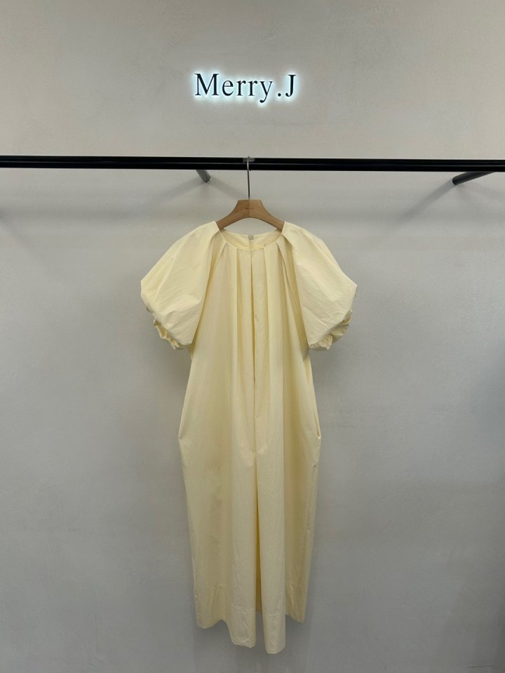 Merry J - Korean Women Fashion - #momslook - Balloon Pintuck One-piece - 3