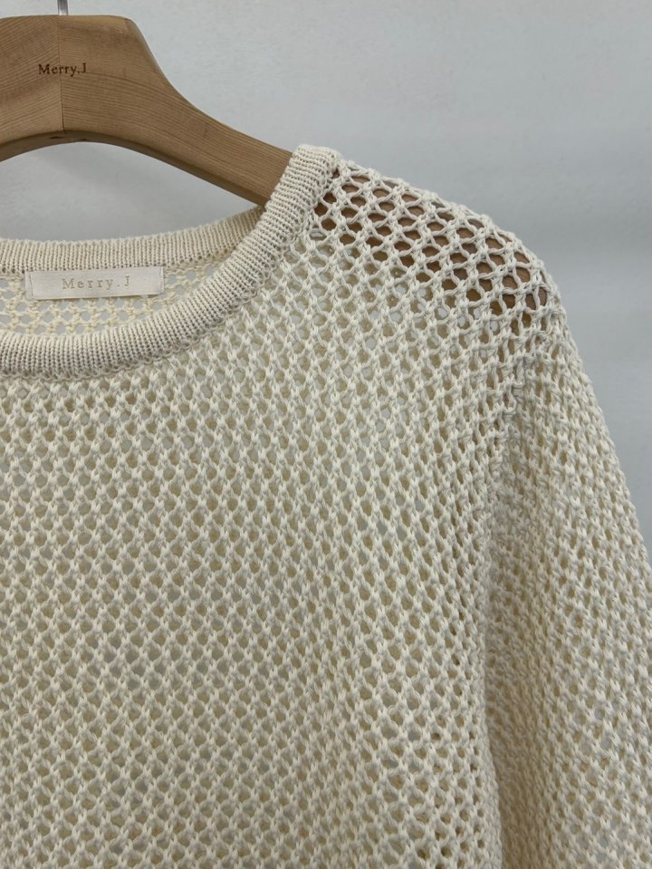 Merry J - Korean Women Fashion - #womensfashion - Mesh Short Sleeve Knit - 10