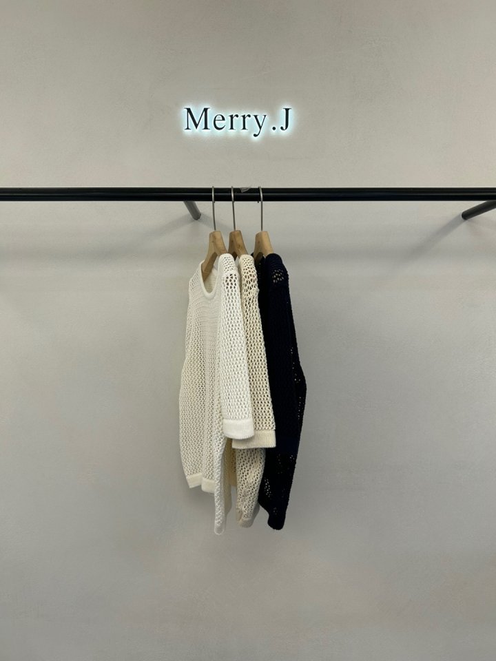 Merry J - Korean Women Fashion - #womensfashion - Mesh Short Sleeve Knit - 2