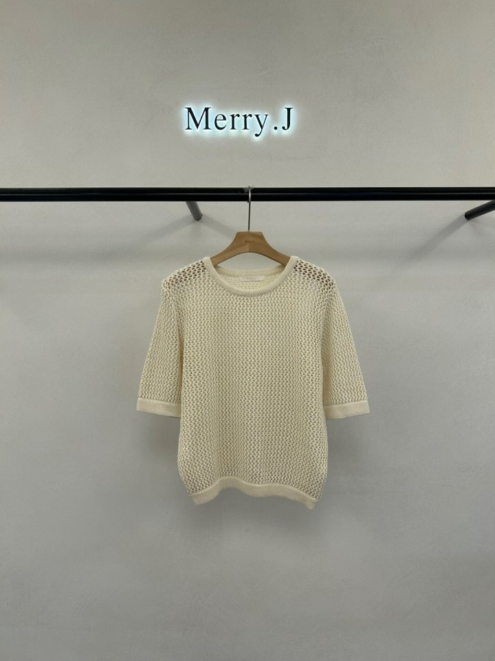 Merry J - Korean Women Fashion - #momslook - Mesh Short Sleeve Knit - 4