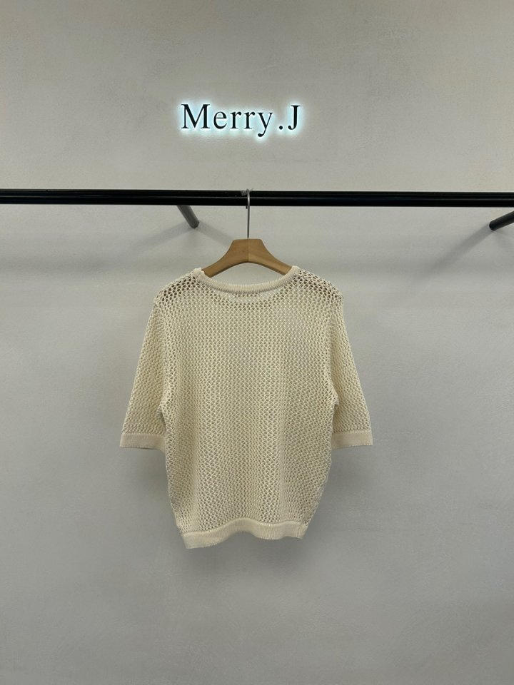Merry J - Korean Women Fashion - #womensfashion - Mesh Short Sleeve Knit - 6