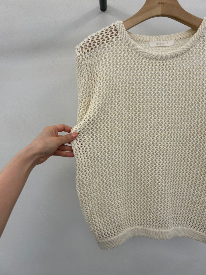 Merry J - Korean Women Fashion - #womensfashion - Mesh Short Sleeve Knit - 8