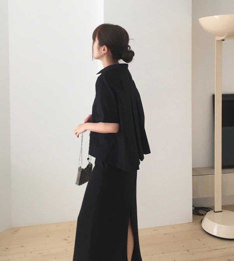 Moani - Korean Women Fashion - #momslook - Back Pleated Roll-Up Shirt - 9