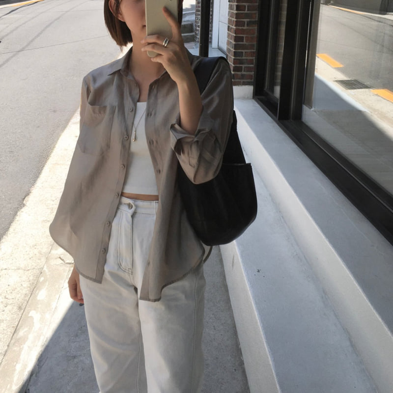 Moani - Korean Women Fashion - #momslook - Sheer Loose-Fit Shirt