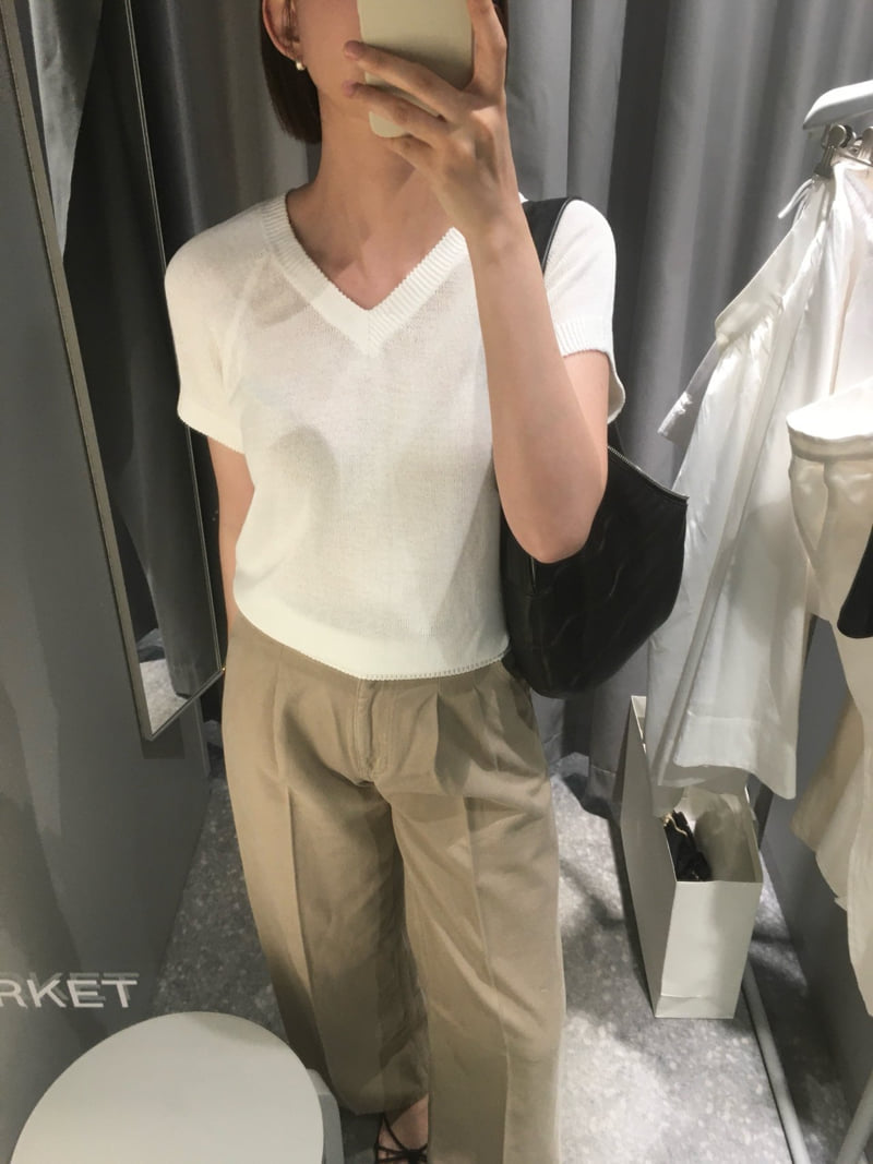 Moani - Korean Women Fashion - #momslook - Linen Salt V Knit - 3
