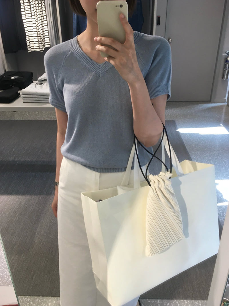 Moani - Korean Women Fashion - #momslook - Linen Salt V Knit - 5