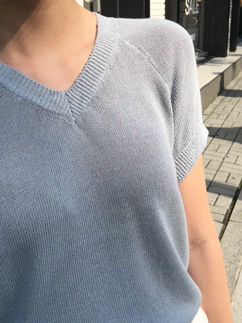 Moani - Korean Women Fashion - #momslook - Linen Salt V Knit - 7