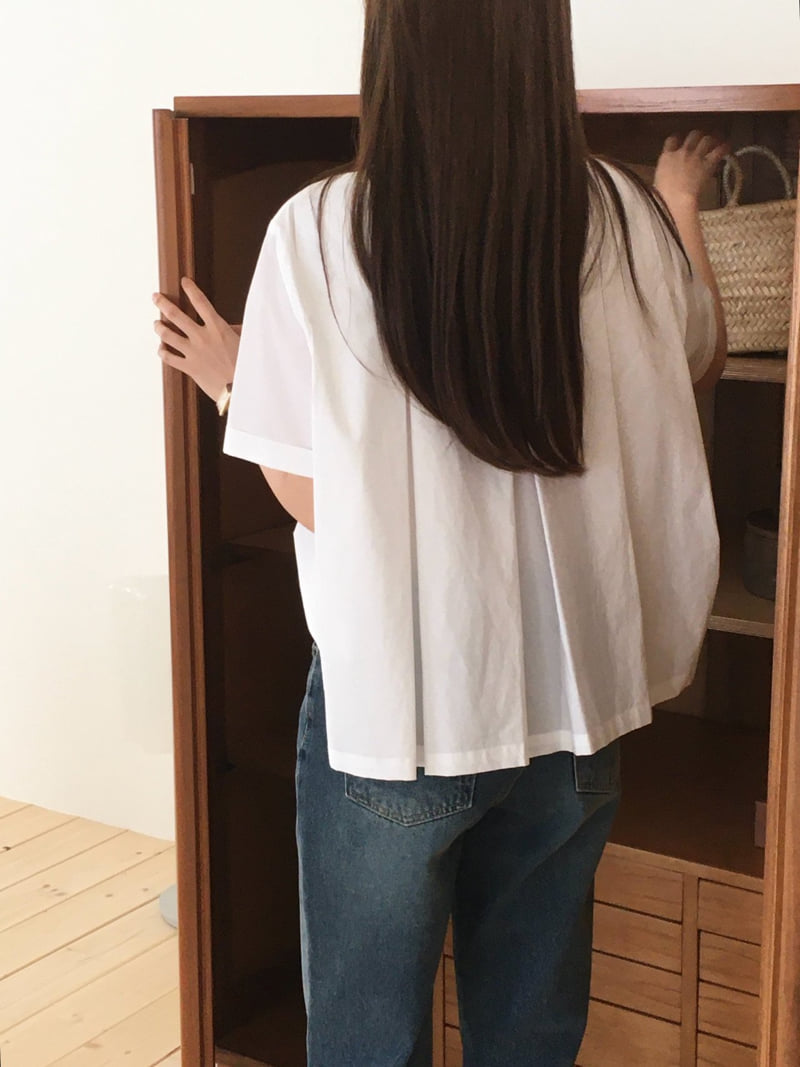 Moani - Korean Women Fashion - #momslook - Back Pleated Roll-Up Shirt - 4