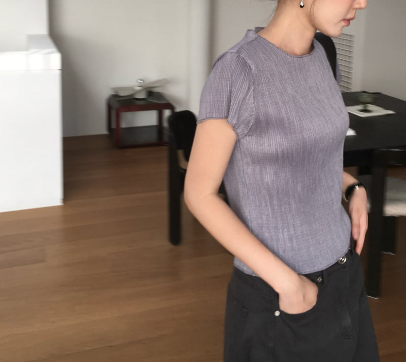 Moani - Korean Women Fashion - #womensfashion - Pleated O-Neck Top - 9