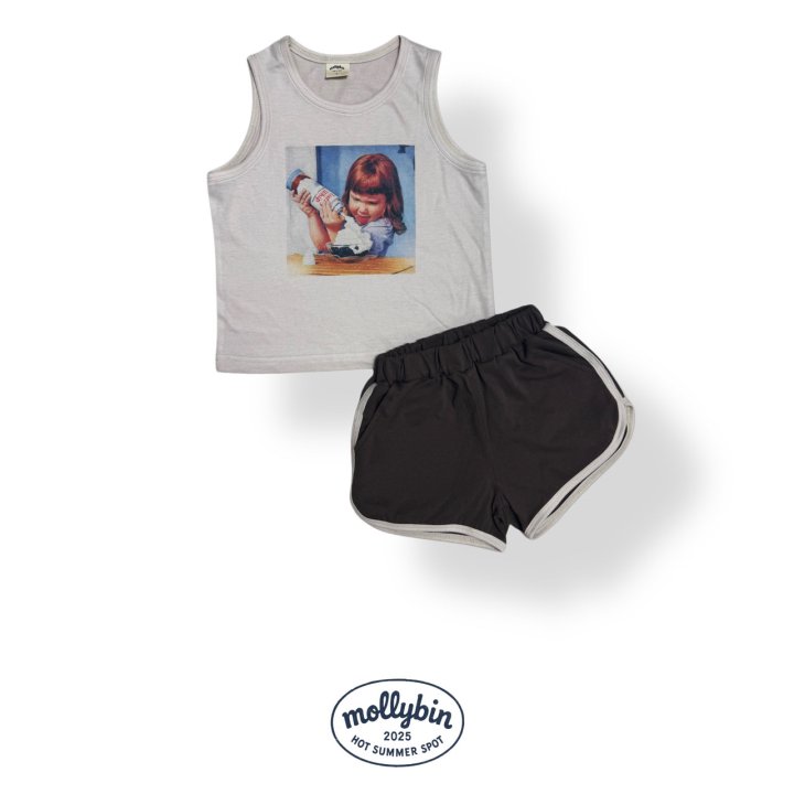 Mollybin - Korean Children Fashion - #kidsshorts - Spot Sleeveless Set - 6