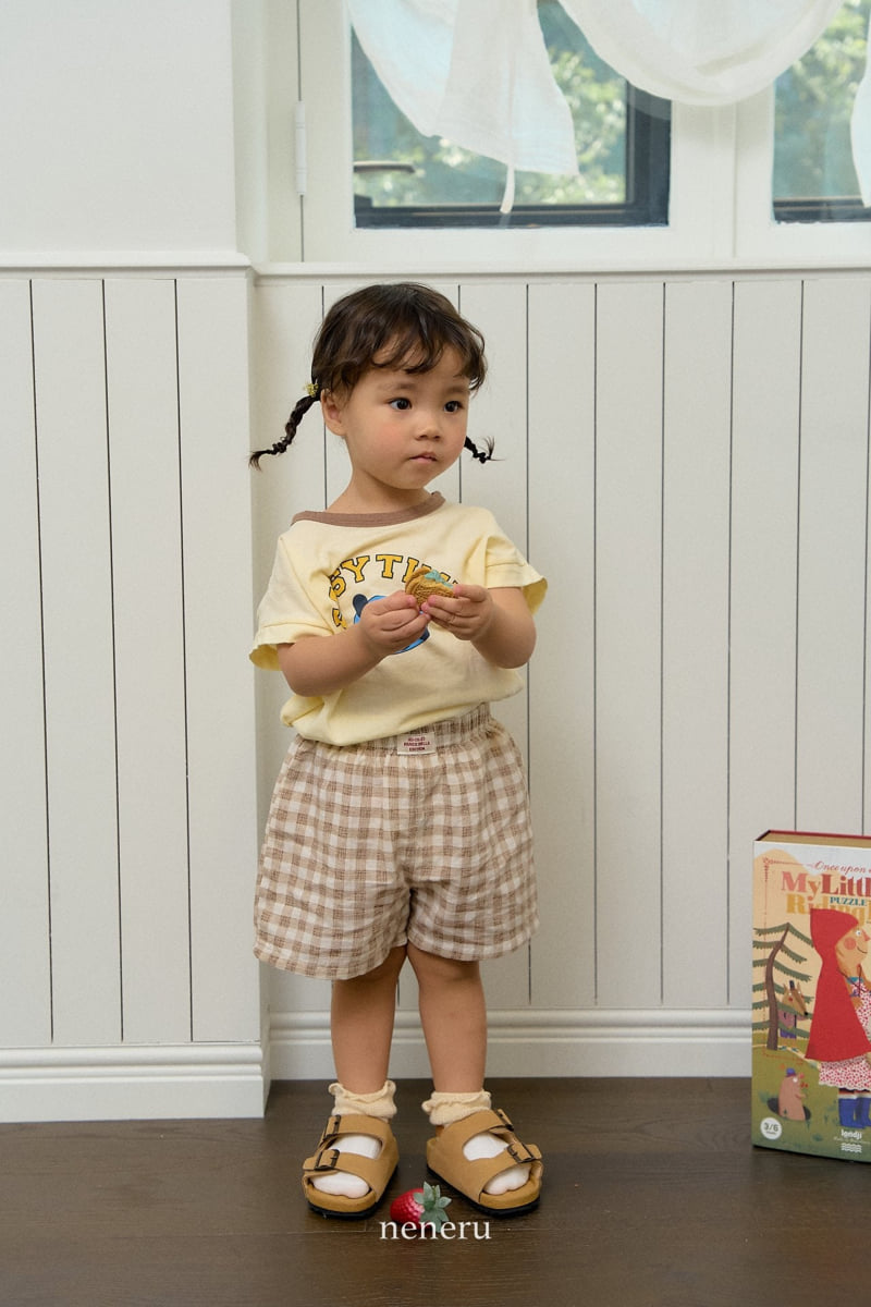 Neneru - Korean Baby Fashion - #babyboutique - Check Linen Shorts - 3