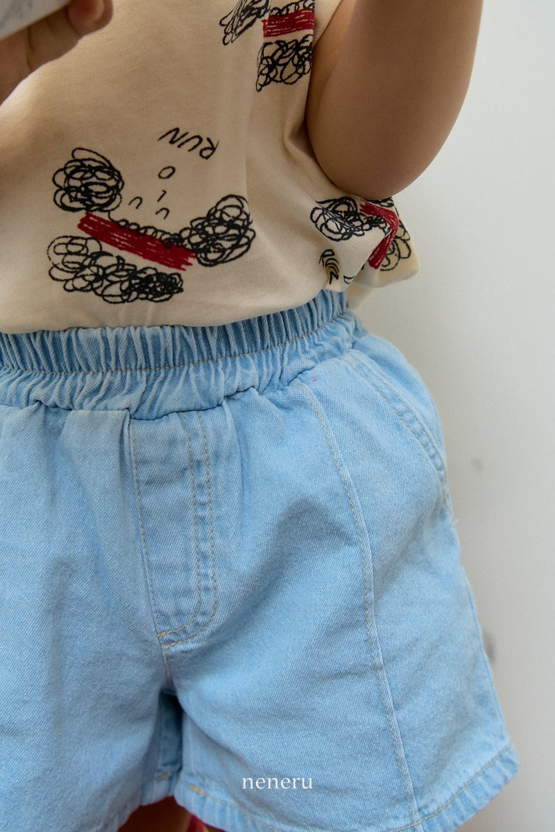 Neneru - Korean Baby Fashion - #babyfever - Crew Denim Shorts - 6