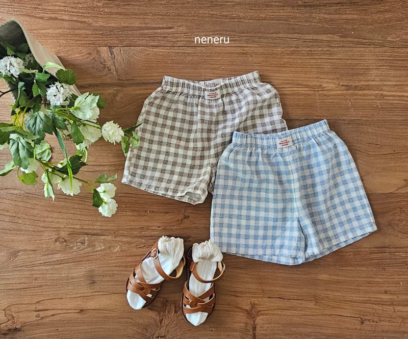 Neneru - Korean Baby Fashion - #babylifestyle - Check Linen Shorts - 9