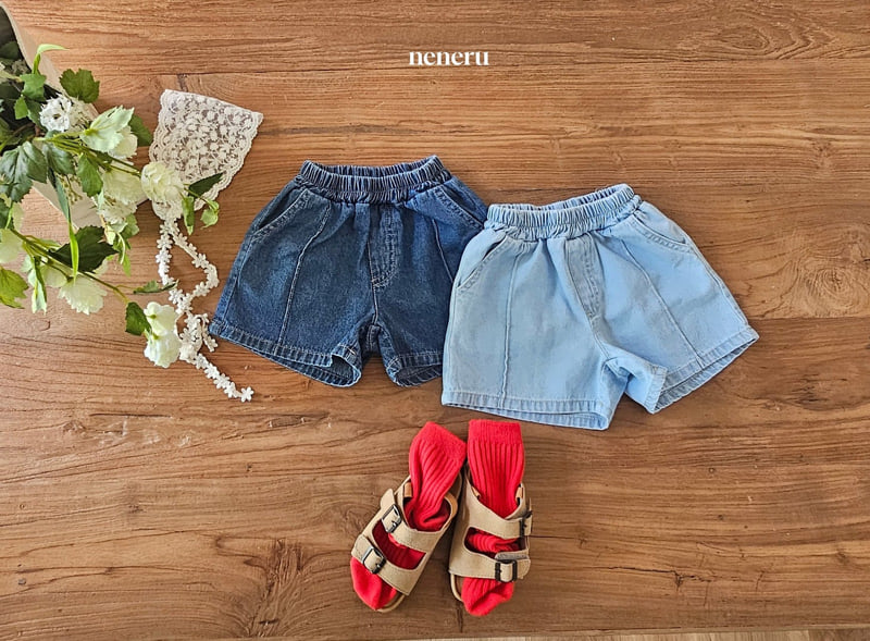 Neneru - Korean Baby Fashion - #babyoutfit - Crew Denim Shorts - 12