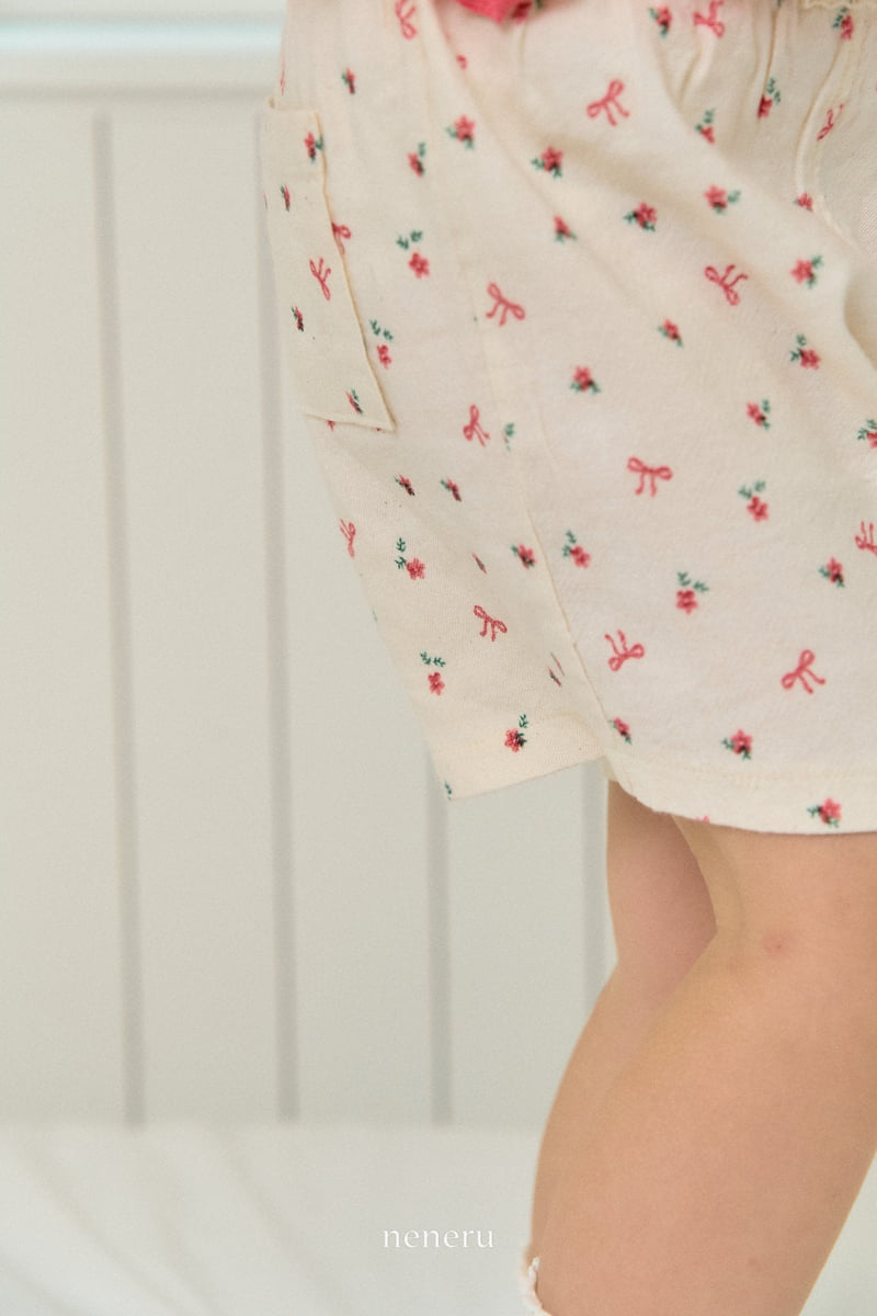 Neneru - Korean Baby Fashion - #onlinebabyboutique - Linen Flower Shorts - 2