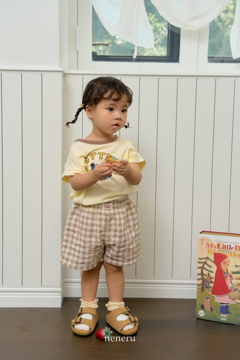 Neneru - Korean Baby Fashion - #smilingbaby - Check Linen Shorts - 2