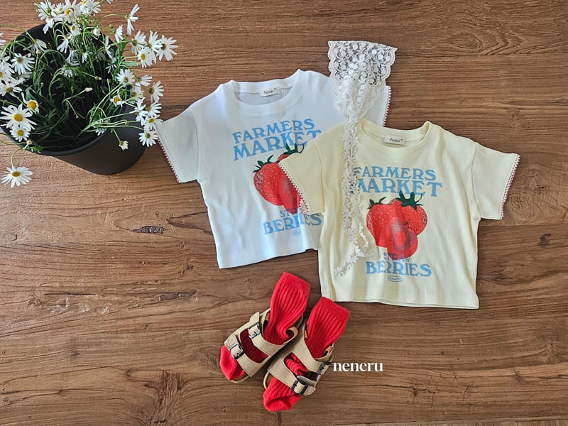 Neneru - Korean Children Fashion - #designkidswear - Farmer Strawberry Tee - 12