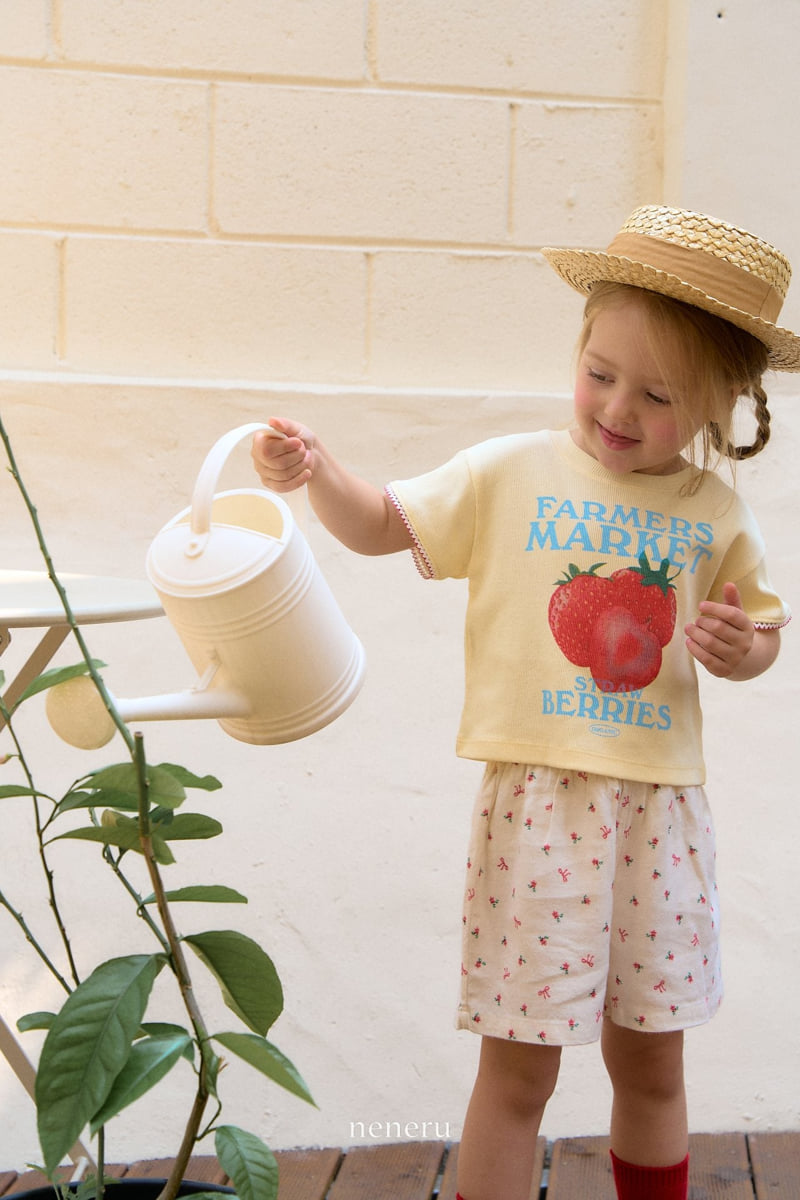 Neneru - Korean Children Fashion - #littlefashionista - Farmer Strawberry Tee - 3