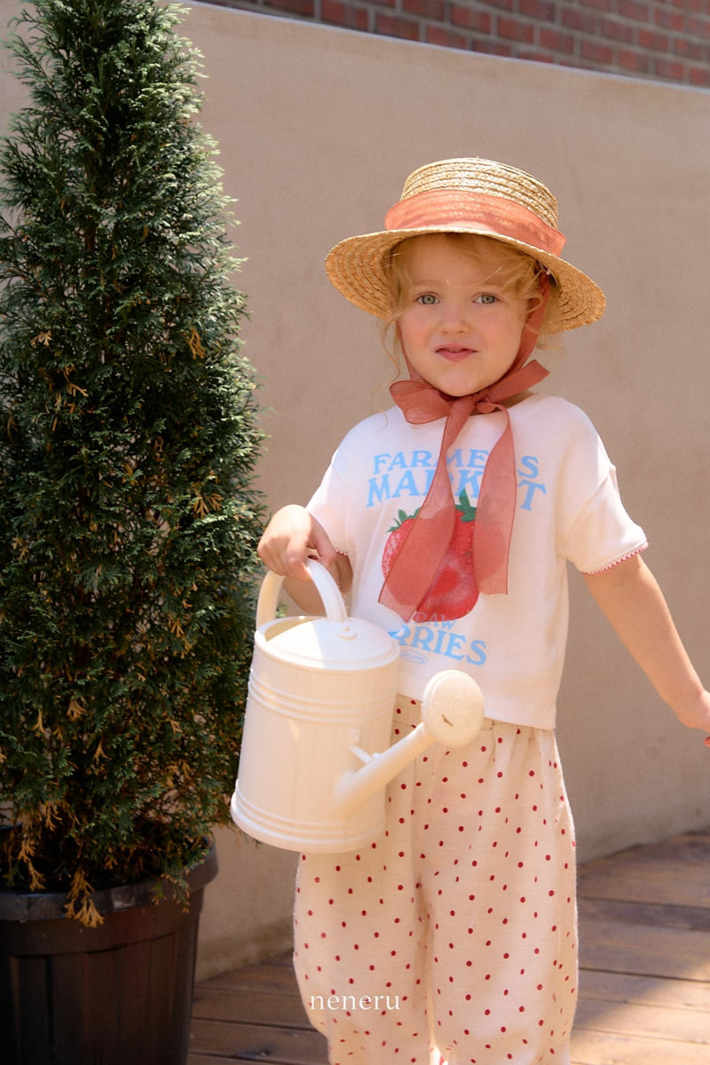 Neneru - Korean Children Fashion - #toddlerclothing - Farmer Strawberry Tee - 8