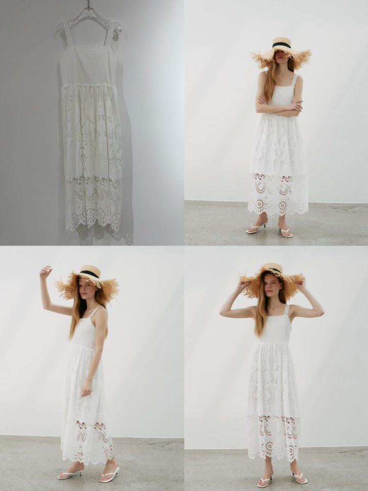 Neroli36 - Korean Women Fashion - #momslook - M Embroidery Pintuck One-piece - 3