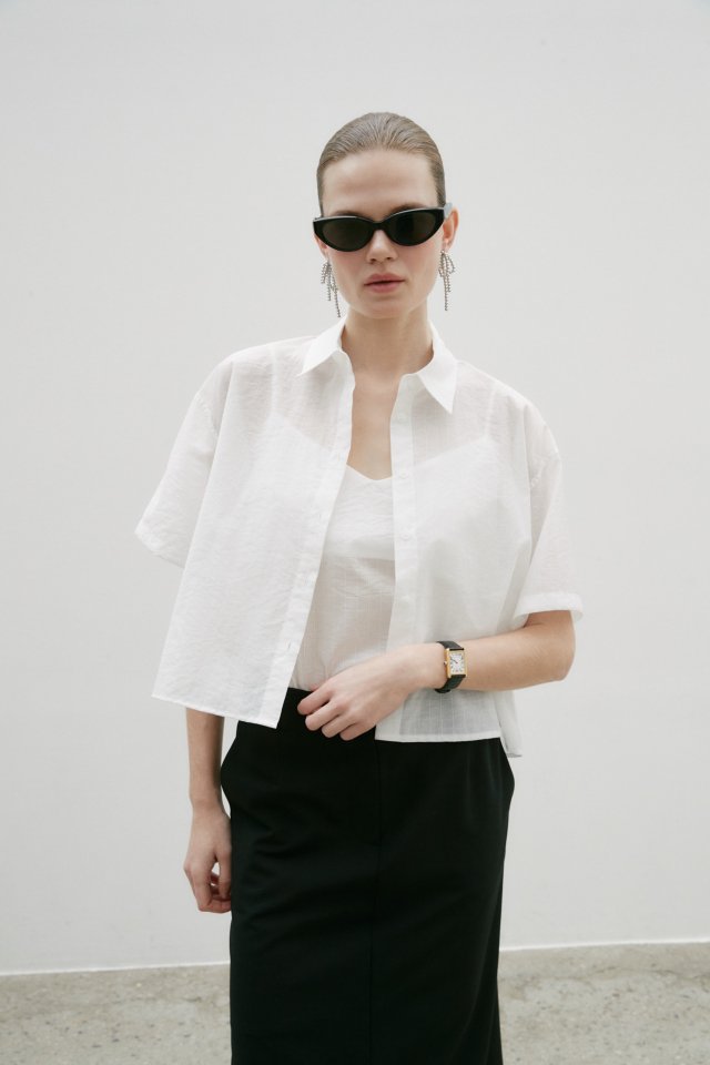 Neroli36 - Korean Women Fashion - #momslook - H See-Through Short Sleeve Set - 12