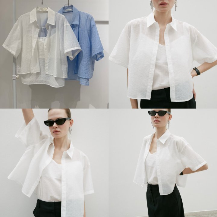 Neroli36 - Korean Women Fashion - #womensfashion - H See-Through Short Sleeve Set - 4