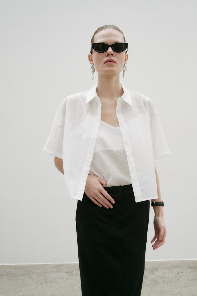 Neroli36 - Korean Women Fashion - #momslook - H See-Through Short Sleeve Set - 8