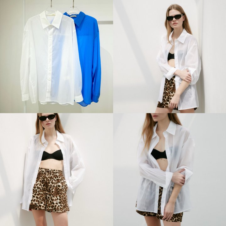 Neroli36 - Korean Women Fashion - #momslook - M See-Through Boxy Shirt - 5