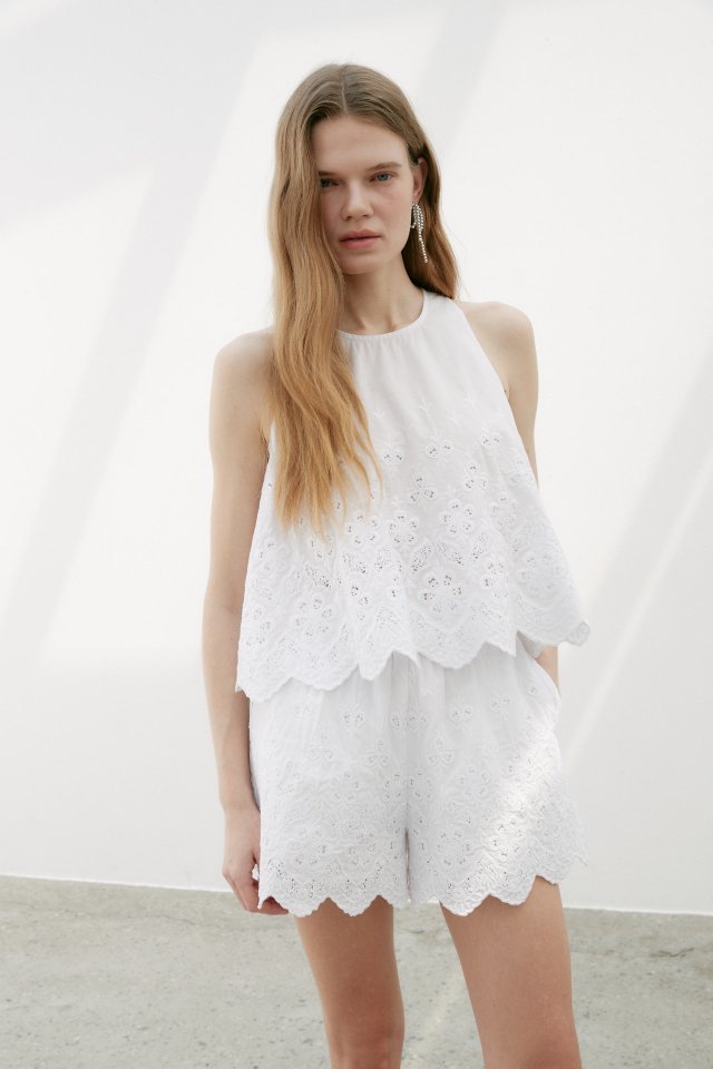 Neroli36 - Korean Women Fashion - #restrostyle - M Embroidery Halter Sleeveless - 9