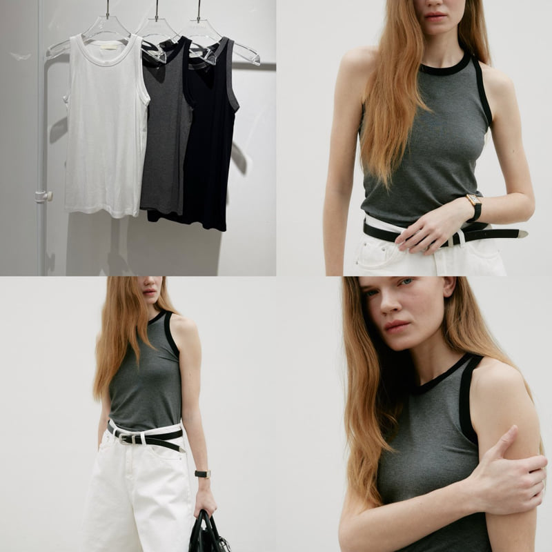 Neroli36 - Korean Women Fashion - #restrostyle - Contrast Halter Sleeveless - 5