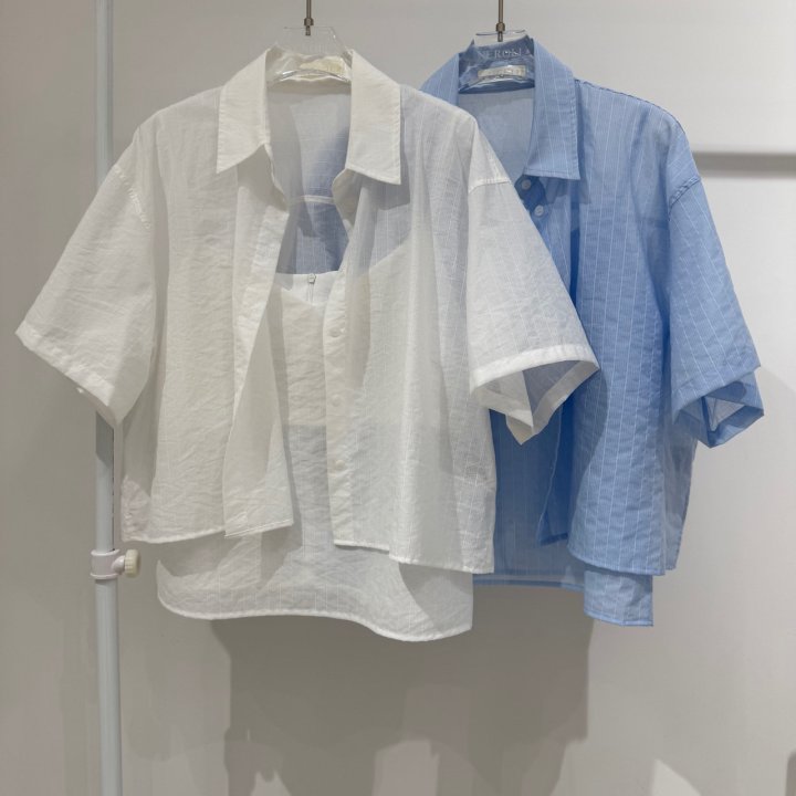 Neroli36 - Korean Women Fashion - #womensfashion - H See-Through Short Sleeve Set