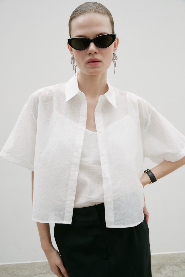 Neroli36 - Korean Women Fashion - #womensfashion - H See-Through Short Sleeve Set - 5