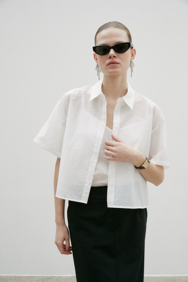 Neroli36 - Korean Women Fashion - #womensfashion - H See-Through Short Sleeve Set - 7