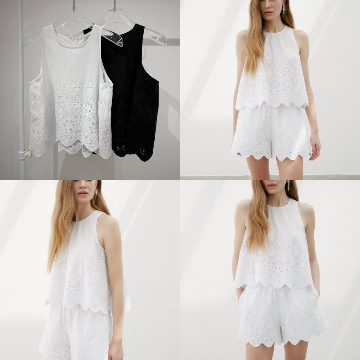 Neroli36 - Korean Women Fashion - #womensfashion - M Embroidery Halter Sleeveless - 5