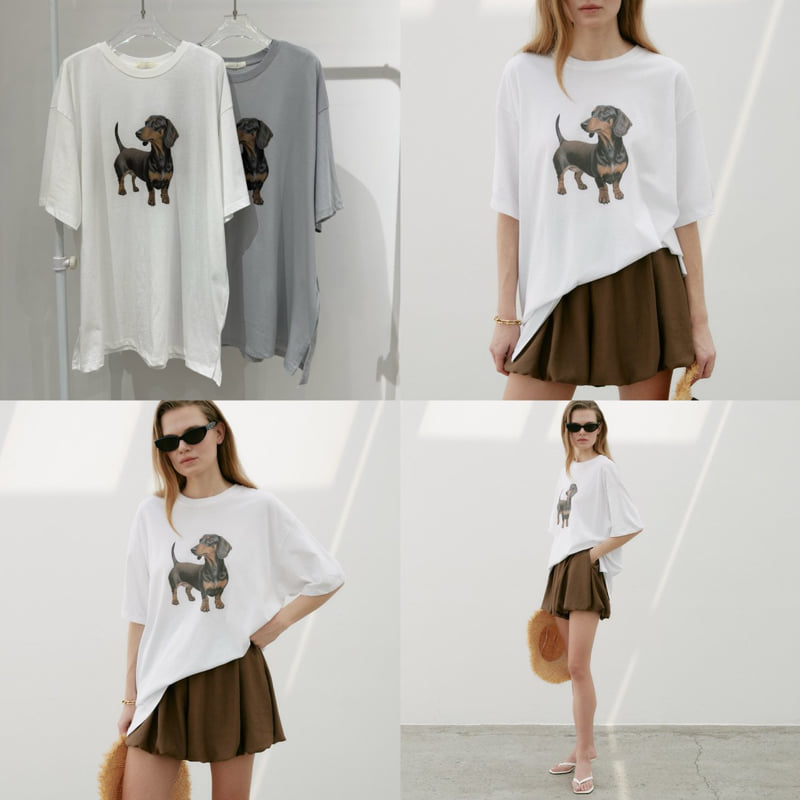 Neroli36 - Korean Women Fashion - #momslook - H Dachshund Tee - 4