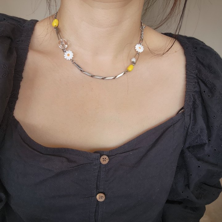 Newerly - Korean Women Fashion - #momslook - Surgical Steel Daisy Necklace - 2