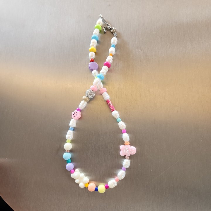 Newerly - Korean Women Fashion - #pursuepretty - Pastel Cookie Man Freshwater Pearl Necklace - 2