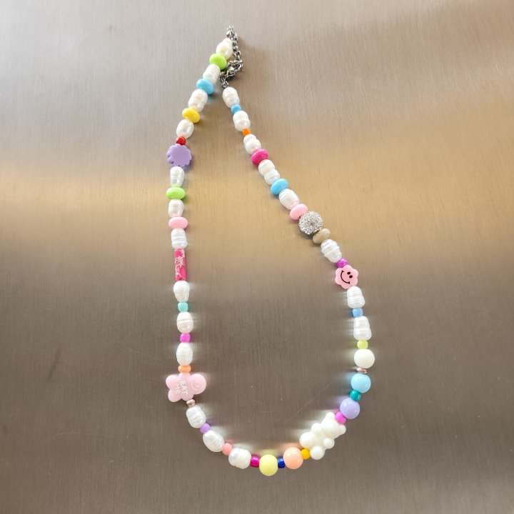Newerly - Korean Women Fashion - #restrostyle - Pastel Cookie Man Freshwater Pearl Necklace - 3