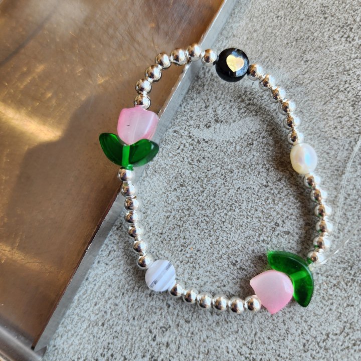 Newerly - Korean Women Fashion - #restrostyle - 925 Silver Ball Tulip Bracelet - 2