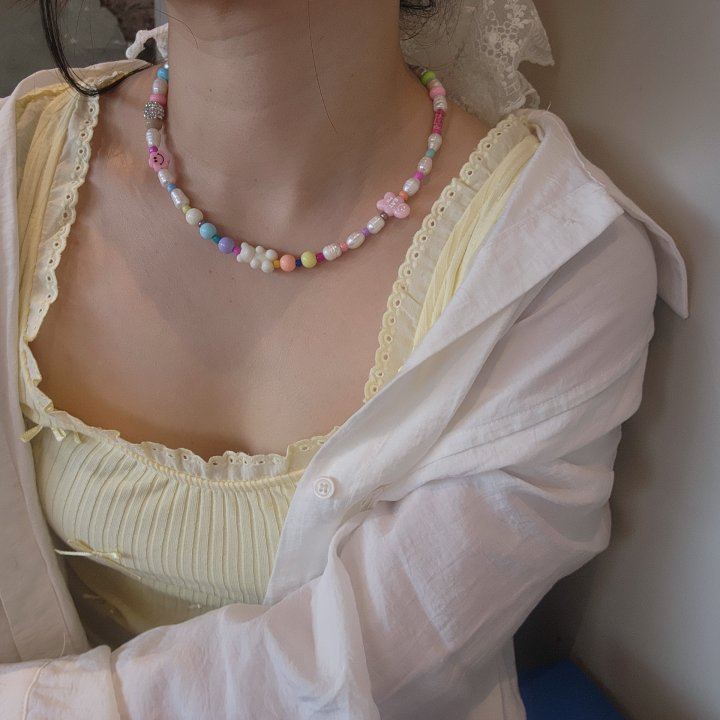 Newerly - Korean Women Fashion - #shopsmall - Pastel Cookie Man Freshwater Pearl Necklace - 5
